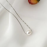 925 Silver Pearl Pendant Necklace Natural Freshwater Jewelry Women Gift