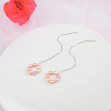 925 Silver Chain Long Earrings Freshwater Pearl Jewelry for Women