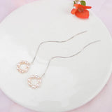 925 Silver Chain Long Earrings Freshwater Pearl Jewelry for Women