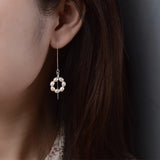 925 Silver Chain Long Earrings Freshwater Pearl Jewelry for Women