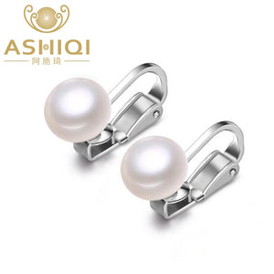 925 Sterling Silver Pearl Clip-On Earrings for Women