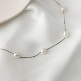 925 Sterling Silver 7-8mm White Freshwater Pearl Necklace