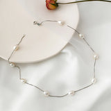 925 Sterling Silver 7-8mm White Freshwater Pearl Necklace