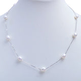 925 Sterling Silver 7-8mm White Freshwater Pearl Necklace