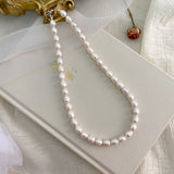 Freshwater Pearl Necklace 925 Silver Clasp Jewelry Natural Growth Pattern