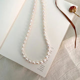Freshwater Pearl Necklace 925 Silver Clasp Jewelry Natural Growth Pattern