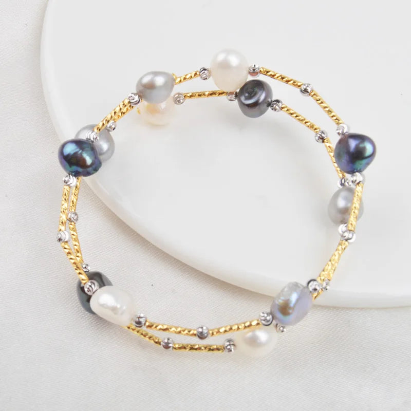 Baroque Pearl Bracelet, Natural Freshwater, Women Gift