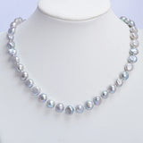 Real Freshwater Baroque Pearl Necklace 9-10mm Gray Pearl Jewelry