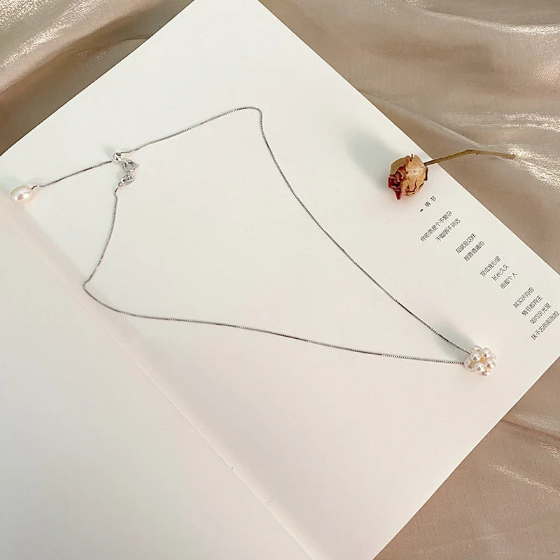 Freshwater Pearl 925 Silver Necklace Pendant Wedding Jewelry for Women