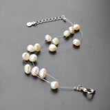 3-Row Natural Freshwater Pearl Bracelet with Invisible Chain
