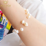 3-Row Natural Freshwater Pearl Bracelet with Invisible Chain