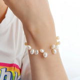 3-Row Natural Freshwater Pearl Bracelet with Invisible Chain