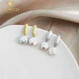 Natural Freshwater Pearl Earrings 925 Silver Women's Jewelry Gift