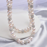 Freshwater Pearl Necklace with Zircon Ball Jewelry