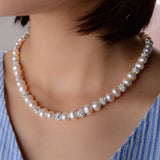 Freshwater Pearl Necklace with Zircon Ball Jewelry