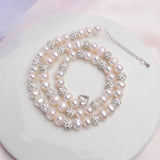 Freshwater Pearl Necklace with Zircon Ball Jewelry