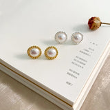 Freshwater Pearl Stud Earrings 925 Silver