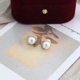 Natural Pearl Stud Earrings 925 Silver Wedding Jewelry for Women