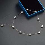 Sterling Silver Gray Freshwater Pearl Pendant Necklace 8-9mm Baroque