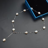 Sterling Silver Gray Freshwater Pearl Pendant Necklace 8-9mm Baroque
