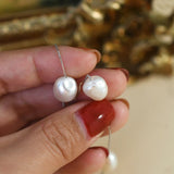 Sterling Silver Gray Freshwater Pearl Pendant Necklace 8-9mm Baroque