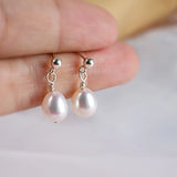 Freshwater Pearls Drop Earrings 925 Sterling Silver Jewelry