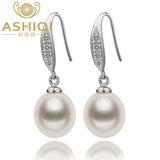 Vintage Pearl Drop Earrings 925 Silver Zircon Wedding Jewelry