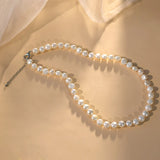 Natural Baroque Pearl Choker Necklace 9-10mm Real Freshwater Pearl Jewelry