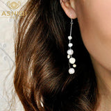 Baroque Pearl Bohemian Earrings 925 Silver Tassel Dangle for Women