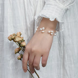 Baroque Pearl Bracelets for Women - 3 Rows Transparent Fishing Line Chain