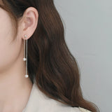 ASHQI Freshwater Pearl Earrings 925 Sterling Silver Long Earrings