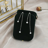 ASHQI Natural Freshwater Pearl Earrings Female 925 Sterling Silver Long Earrings