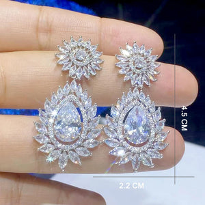 CZ Crystal Bridal Drop Earrings for Wedding