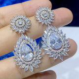 CZ Crystal Bridal Drop Earrings for Wedding