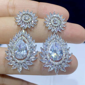 CZ Crystal Bridal Drop Earrings for Wedding
