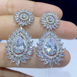 CZ Crystal Bridal Drop Earrings for Wedding