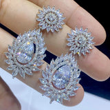 CZ Crystal Bridal Drop Earrings for Wedding