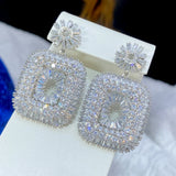Square CZ Earrings For Women Wedding Cubic Zirconia Bridal Earrings