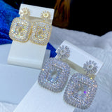 Square CZ Earrings For Women Wedding Cubic Zirconia Bridal Earrings