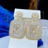 Square CZ Earrings For Women Wedding Cubic Zirconia Bridal Earrings