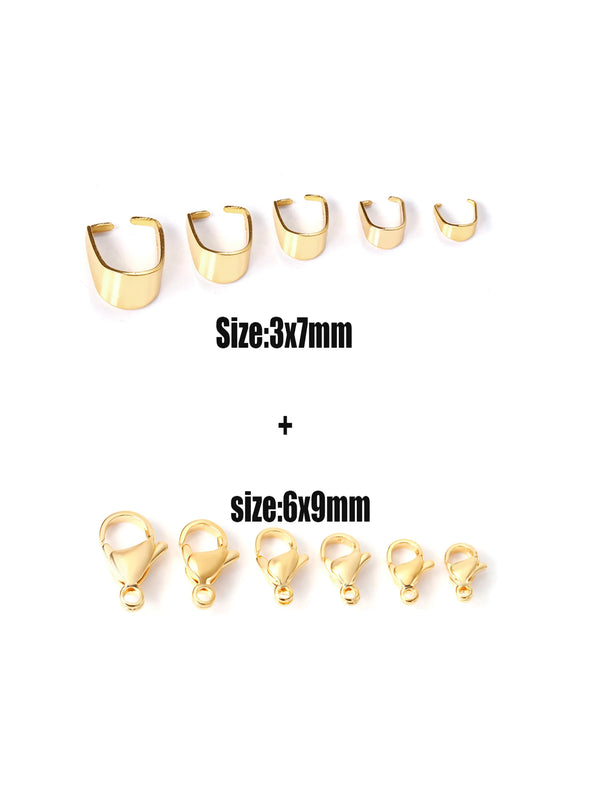 100Pcs Stainless Steel Pendant Bail Clasps And Lobster Hooks