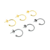 100pcs Stainless Steel C Shape Earring Studs Pins Bead Head Pins