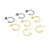 100pcs Stainless Steel C Shape Earring Studs Pins Bead Head Pins