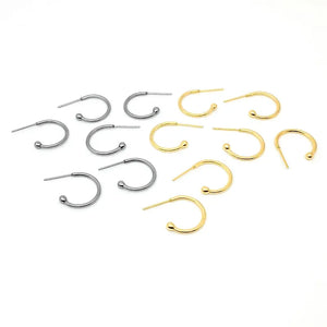 100pcs Stainless Steel C Shape Earring Studs Pins Bead Head Pins