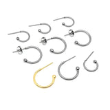 100pcs Stainless Steel C Shape Earring Studs Pins Bead Head Pins