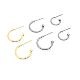 100pcs Stainless Steel C Shape Earring Studs Pins Bead Head Pins