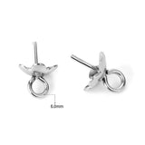 100pcs Stainless Steel Flower Earring Pin with Ring Tray