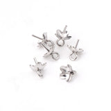 100pcs Stainless Steel Flower Earring Pin with Ring Tray