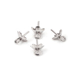 100pcs Stainless Steel Flower Earring Pin with Ring Tray