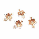 100pcs/Lot Steel Rose Stainless Steel Leaf Pattern Tags Charm Pandent Necklace